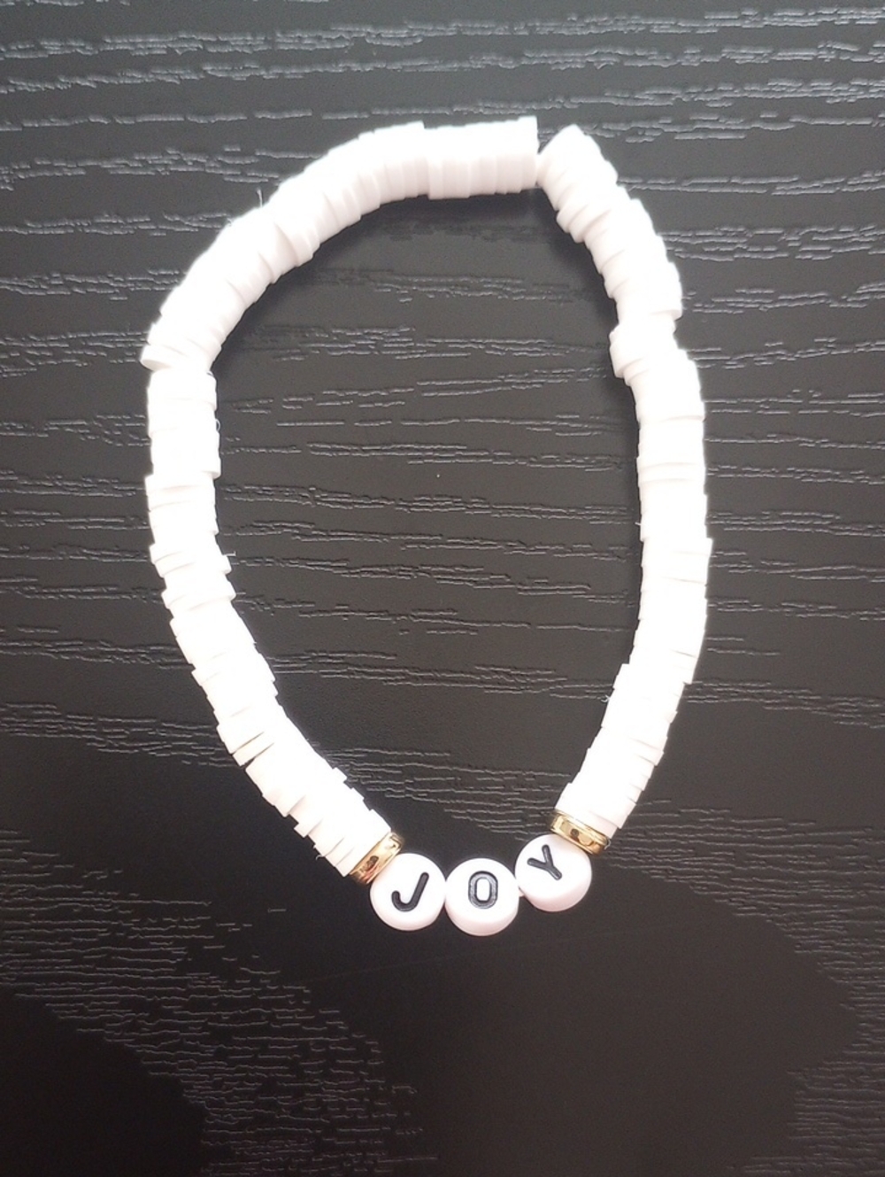 Christmas JOY White Beaded Stretchy Bracelet